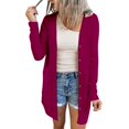 thumbnail image 1 of Baqcunre Womens Jacket Women's Solid Color Fashion Casual Button Long Sleeve Cardigan Womens Coats Fall Outfits Purple XL, 1 of 1