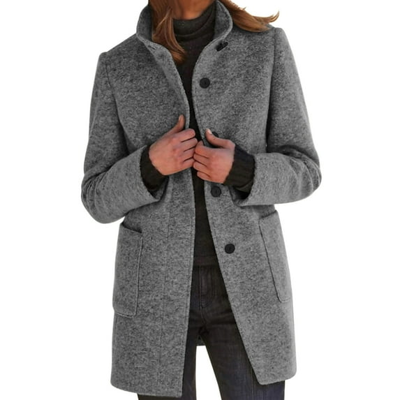 Baqcunre Womens Jacket Wool Cardigan Coats with Pockets Ladies Lapel Long Jacket Coat Fashion Solid Casual Open Front Outerwear Fleece Jacket Women Winter Jackets for Women Coats for Women Grey M