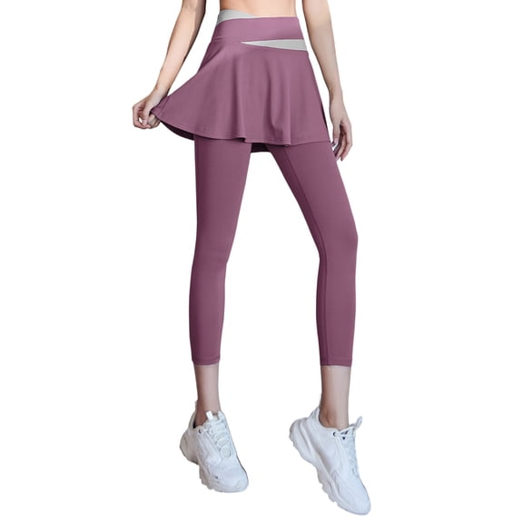 Baqcunre Womens Leggings,Skirted Legging Pleated Skirt Capris Leggings Athletic Workout Running Yoga Pants Workout Leggings for Women,Yoga Pants Women Women's Pants Purple S-XXL