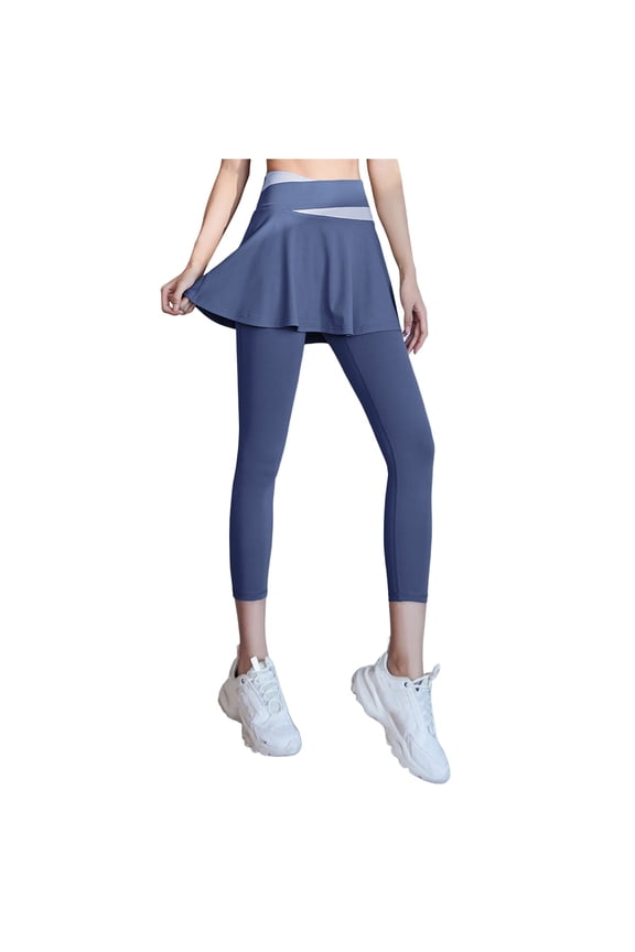 Womens Leggings,Skirted Legging Pleated Skirt Capris Leggings Athletic Workout Running Yoga Pants Workout Leggings for Women,Yoga Pants Women Women's Pants Blue S-XXL