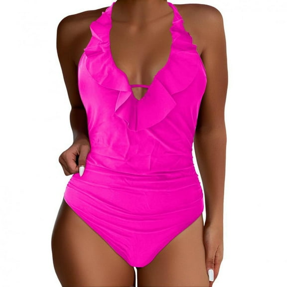 Baqcunre Womens One Piece Swimsuits, Women's Slimming and Shielding Two Swimsuit for Women with Straps, Women's Swimwear 1PC Hot Pink XL