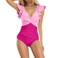 thumbnail image 1 of Baqcunre Womens One Piece Swimsuits, Women's Swimsuit Ruffle Slimming Tummy Bathing Suit High Waist Swimwear, Women's Swimwear 1PC Pink XL, 1 of 4