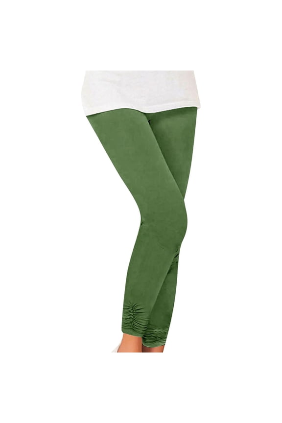 Womens Pants Fashionable Stretch Pleated Bottoming Pants Leggings Tight Elastic Ladies Bottoming Pants Womens Fashion Compression Leggings For Women Womens Leggings Green XS-4XL