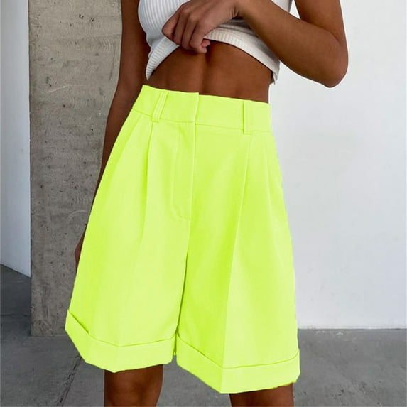 Baqcunre Womens Shorts Women Fashion Casual Multi Suit Shorts Zipper Pocket Cropped Shorts Cargo Pants Women Women'S Pants Yellow S