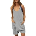 thumbnail image 1 of Baqcunre Womens Sleeveless Loose Spaghetti Strap Shorts Jumpsuit with Pockets,Color Grey,Size S-XXL, 1 of 8