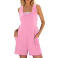 thumbnail image 1 of Baqcunre Womens Summer Romper, Women Summer Casual Sleeveless Romper Short Overalls Loose Back Adjustable Jumpsuit with Pockets 2025 Trendy Outfits, Overalls for Women One Jumpsuit Pink XXL, 1 of 9