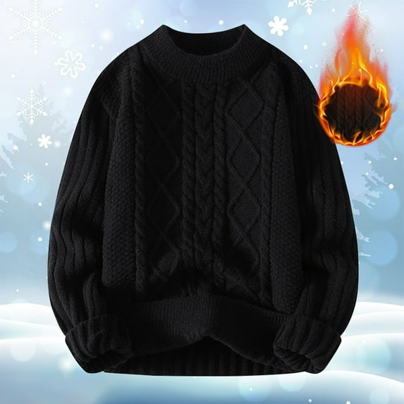 Baqcunre Womens Sweaters Womens Knit Sweater Solid Vintage Pullover Sweater Woven Crewneck Knitted Tops Stripe Cable Knit Fall Winter Crewneck Sweatshirts Plus Size Tops Black L