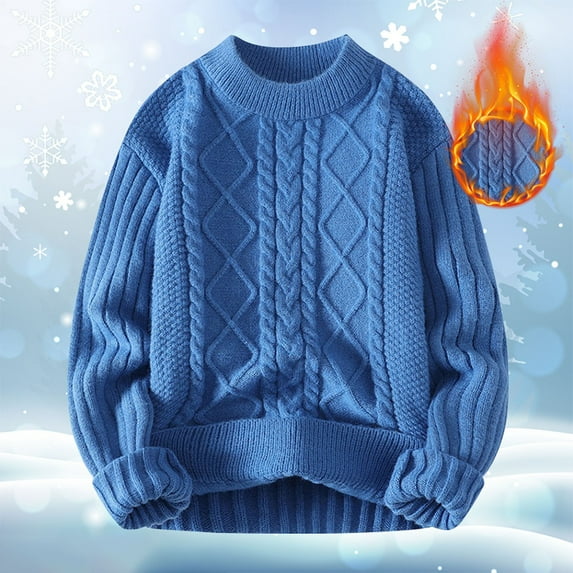 Baqcunre Womens Sweaters Womens Knit Sweater Solid Vintage Pullover Sweater Woven Crewneck Knitted Tops Stripe Cable Knit Fall Winter Crewneck Sweatshirts Plus Size Tops Blue M