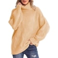 thumbnail image 1 of Baqcunre Womens Sweaters Women's Casual Loose Turtleneck Knitted Sweater Pullover Long Sleeve 2023 Autumn/Winter Sweater Top Hoodies For Women Womens Fall Tops Beige L, 1 of 6