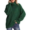 thumbnail image 1 of Baqcunre Womens Sweaters Women's Casual Loose Turtleneck Knitted Sweater Pullover Long Sleeve 2023 Autumn/Winter Sweater Top Hoodies For Women Womens Fall Tops Green M, 1 of 6