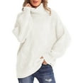 thumbnail image 1 of Baqcunre Womens Sweaters Women's Casual Loose Turtleneck Knitted Sweater Pullover Long Sleeve 2023 Autumn/Winter Sweater Top Hoodies For Women Womens Fall Tops White L, 1 of 7