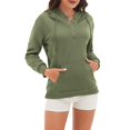thumbnail image 1 of Baqcunre Womens Sweaters Women's Solid Color Long Sleeved Loose Casual Hooded Drawstring Pocket Plush Sweater Womens Sweatshirts Womens Fall Tops Mint Green XL, 1 of 9