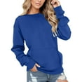 thumbnail image 1 of Baqcunre Womens Sweaters Women's Sweatshirt Short Pullover Sweater Wool Pocket Hoodie Fall Clothing Crewneck Sweatshirts Womens Fall Tops Blue 2 S, 1 of 5