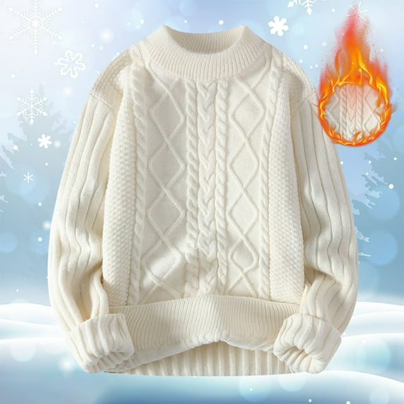 Baqcunre Womens Sweaters Womens Knit Sweater Solid Vintage Pullover Sweater Woven Crewneck Knitted Tops Stripe Cable Knit Fall Winter Crewneck Sweatshirts Plus Size Tops White L