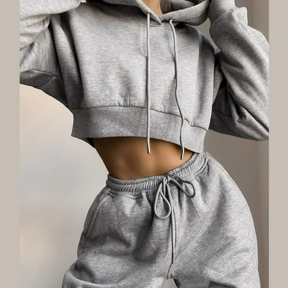 Baqcunre Womens Sweatpants Women'S Outfits Tracksuit Hooded Sweatshirt And Sweatpants Sports 2 Piece Set Sweatsuits Joggers Pants For Women Womens Pants Grey S