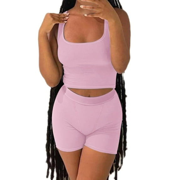 Baqcunre Womens Sweatpants Workout Sets Two Piece Outfits For Women Ribbed Crop Tank Top High Waist Leggings Active Wear Joggers Pants For Women Women'S Pants Red 2 M