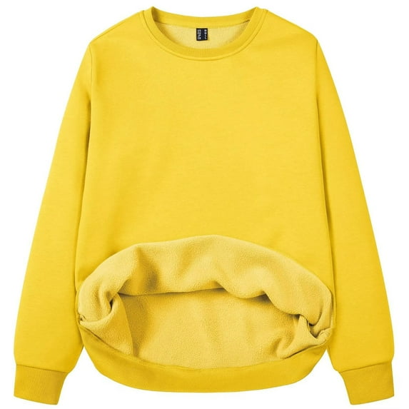 Baqcunre Womens Sweatshirt Crew Neck Fleece Pullover Top Oversized Sweatshirt, 1PC Sweatshirt Yellow 2XL