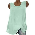 thumbnail image 1 of Baqcunre Womens Tank Tops Ladies Linen Sleeveless Round Neck All Loose Type Solid Color Casual Vest Top Womens Blouses Tank Top For Women E L, 1 of 3