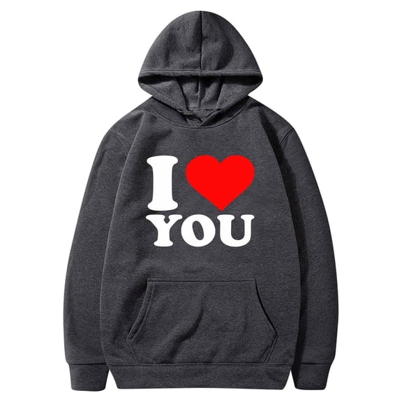 Baqcunre Womens Tops Print Hooded Pullover Unisex Fleece Pocket Long Sleeve Loose Sweatershirt(Dark Gray S-3XL),Womens Sweatshirt Womens Hoodies Graphic Hoodies Valentine'S Day Shirts For Women