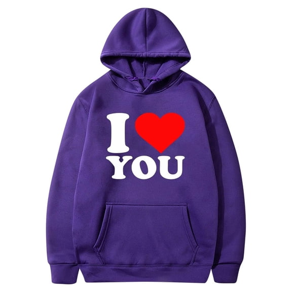 Baqcunre Womens Tops Print Hooded Pullover Unisex Fleece Pocket Long Sleeve Loose Sweatershirt(Purple S-3XL),Womens Sweatshirt Womens Hoodies Graphic Hoodies Valentine'S Day Shirts For Women