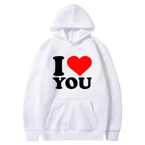 Baqcunre Womens Tops Print Hooded Pullover Unisex Fleece Pocket Long Sleeve Loose Sweatershirt(White S-3XL),Womens Sweatshirt Womens Hoodies Graphic Hoodies Valentine'S Day Shirts For Women