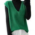 thumbnail image 1 of Baqcunre Womens Vest Top Trendy, Autumn & Winter Women's Knitted Sweater Vest Sleeveless V-Neck Pullover Vest Loose Top Soft Knitted Pullover Sweater 1Pc Vest Green XL, 1 of 5
