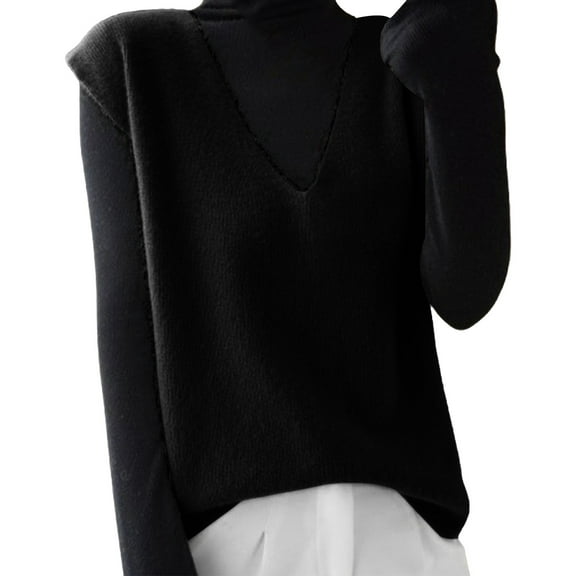 Baqcunre Womens Vest Top Trendy, Autumn & Winter Women's Knitted Sweater Vest Sleeveless V-Neck Pullover Vest Loose Top Soft Knitted Pullover Sweater 1Pc Vest Black 2XL