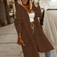 thumbnail image 1 of Baqcunre Womens Winter Coats Women's Autumn And Winter Fashion Floral Texture Hooded Medium Long Plush Coat Fleece Jacket Womens Fall Fashion 2023 Brown L, 1 of 5