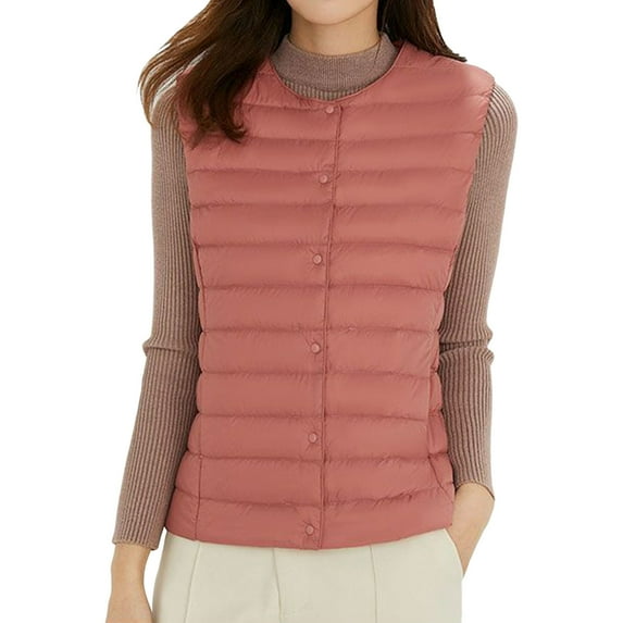 Baqcunre Womens Winter Coats Women's Collarless Down Wear Vest V Neck Light Light Down Jacket Warm Coat Plus Size Vest Womens Jacket Womens Fall Fashion 2023 Red 1 XL
