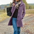 thumbnail image 1 of Baqcunre Womens Winter Coats Women's Solid Color Vintage Mid Length Button Wool Jacket Coat Womens Jacket Fall Outfits Purple 3XL, 1 of 4