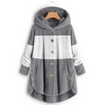 thumbnail image 1 of Baqcunre Womens Winter Coats Women's Spliced Button Pocket Split Fashion Casual Long Sleeve Plush Coat Fleece Jacket Fall Outfits Grey M, 1 of 5