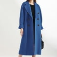 thumbnail image 1 of Baqcunre Womens Winter Coats Womens Fit Mid Long Double Breasted Coat Lapel Jacket Overcoat Outwear Trench Windbreaker Womens Jacket Womens Fall Fashion 2023 Blue L, 1 of 4