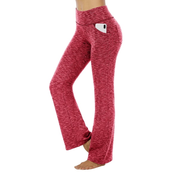 Baqcunre Womens Yoga Pants Pockets High Waist Workout Pants Casual Trousers,L,Yoga Pants Women,Wide Leg Pants Woman,Yoga Leggings,Women'S Pants,Womens Clothes,Red
