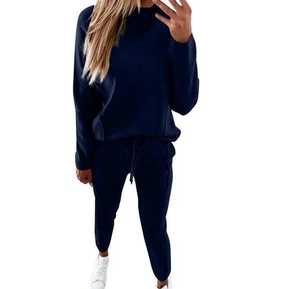Baqcunre Work Pants For Women Women'S Hooded Sports Sweatshirt Set Two Piece Top Pant Round Neck Workout Sets For Women Pants For Women Blue XL
