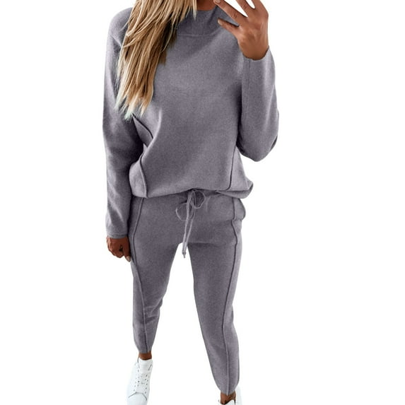 Baqcunre Work Pants For Women Women'S Hooded Sports Sweatshirt Set Two Piece Top Pant Round Neck Workout Sets For Women Pants For Women Grey XXL