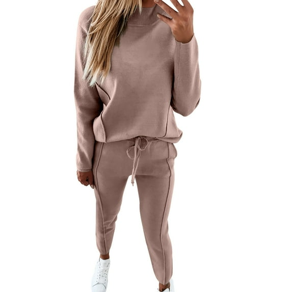 Baqcunre Work Pants For Women Women'S Hooded Sports Sweatshirt Set Two Piece Top Pant Round Neck Workout Sets For Women Pants For Women Pink L