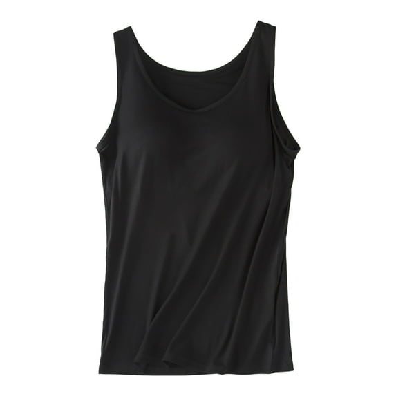 Baqcunre Workout Tops for Women,Pad Suspender Cup and Cup Large Solid Color Casual Sports Yoga Bottoming Shirt Slim Fitting Vest Camisole Tops for Women,Gym Tops for Women Womens Tops Black S-4XL