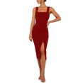 thumbnail image 1 of Baqcunre Wrap Dress Women's Solid Color Square Neckline Strap Bodycon Party Dress Summer Dresses for Women 2024 Dresses for Women 2024 Womens Dresses Red S(Hot), 1 of 9