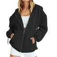 thumbnail image 1 of Baqcunre sweatshirt for women Women's Cute Hoodies Teen Girl Fall Jacket Oversized Sweatshirts Casual Drawstring Zip Up Hoodie with Pocket Black,S, 1 of 8