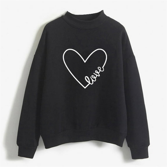 Baqcunre valentine shirts for women Womens Casual Long Sleeve Mama Sweatshirt Crewneck Graphic Shirts Loose Pullover Tops Black,L