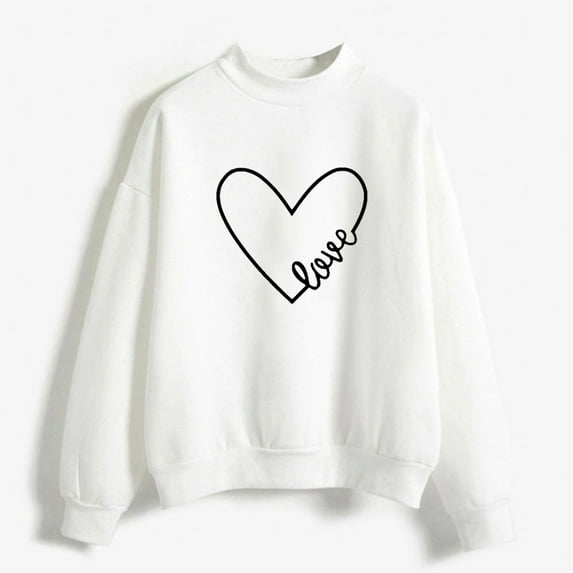 Baqcunre valentine shirts for women Womens Casual Long Sleeve Mama Sweatshirt Crewneck Graphic Shirts Loose Pullover Tops White,2XL