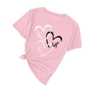 BAQCUNRE valentines day shirts women, Graphic Tees Women Top Valentine'S Color Love T-Shirt Printed Solid Short Day Sleeve Women'S Blouse Tops For Women 2023 Tshirts Shirts For Women Pink XXL