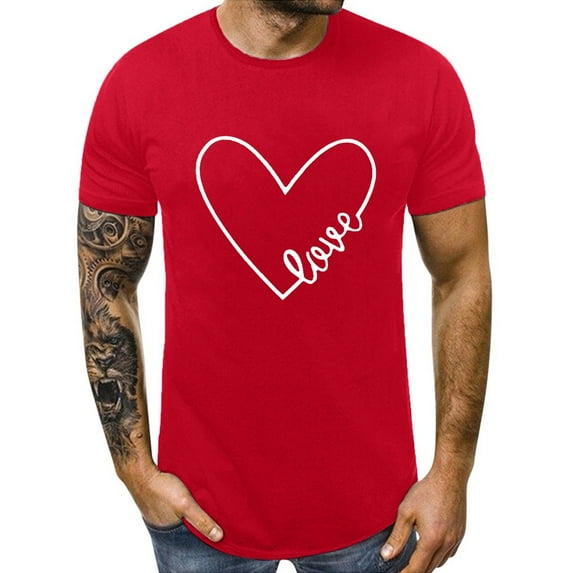 Baqcunre valentines day shirts women, Men'S T-Shirts Sleeve Shirts Men Short T Print Tops Letter Couples Lover Day Valentine'S Love Men'S Blouse Mens Sweatshirt Tops For Men Red XL