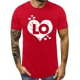 thumbnail image 1 of Baqcunre valentines day shirts women, Mens T Shirt Sleeve Round Top Couple Men'S Comfortable Day Short Valentine'S Simple T-Shirt Neck Printed Sweet Sweatshirts For Men Tops For Men Red 3XL, 1 of 3