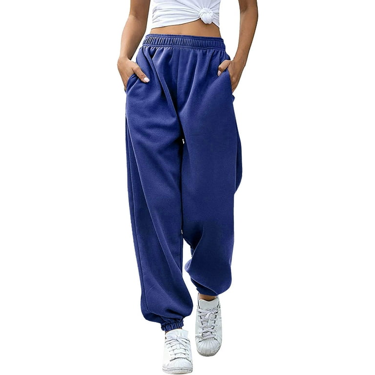 Baqcunre womens sweatpants Women's Baggy Cinch Bottom Sweatpants  Lightweight Workout Joggers Pants with Pockets Blue,2XL