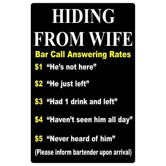 Bar Answering Call Rates Funny 8" X 12" Aluminum Metal Sign