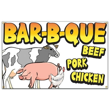 Bar-B-Que Beef Pork Chicken 60" Banner Concession Stand Food Truck Single Sided