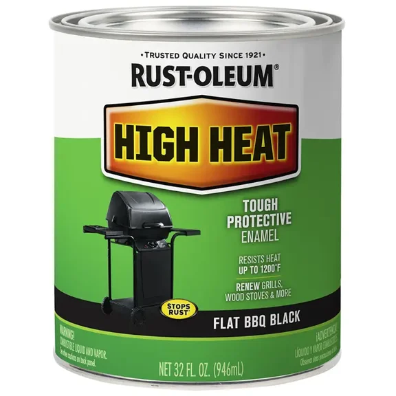 Bar-B-Que Black, Rust-Oleum High Heat Protective Enamel Paint- 7778502, Quart