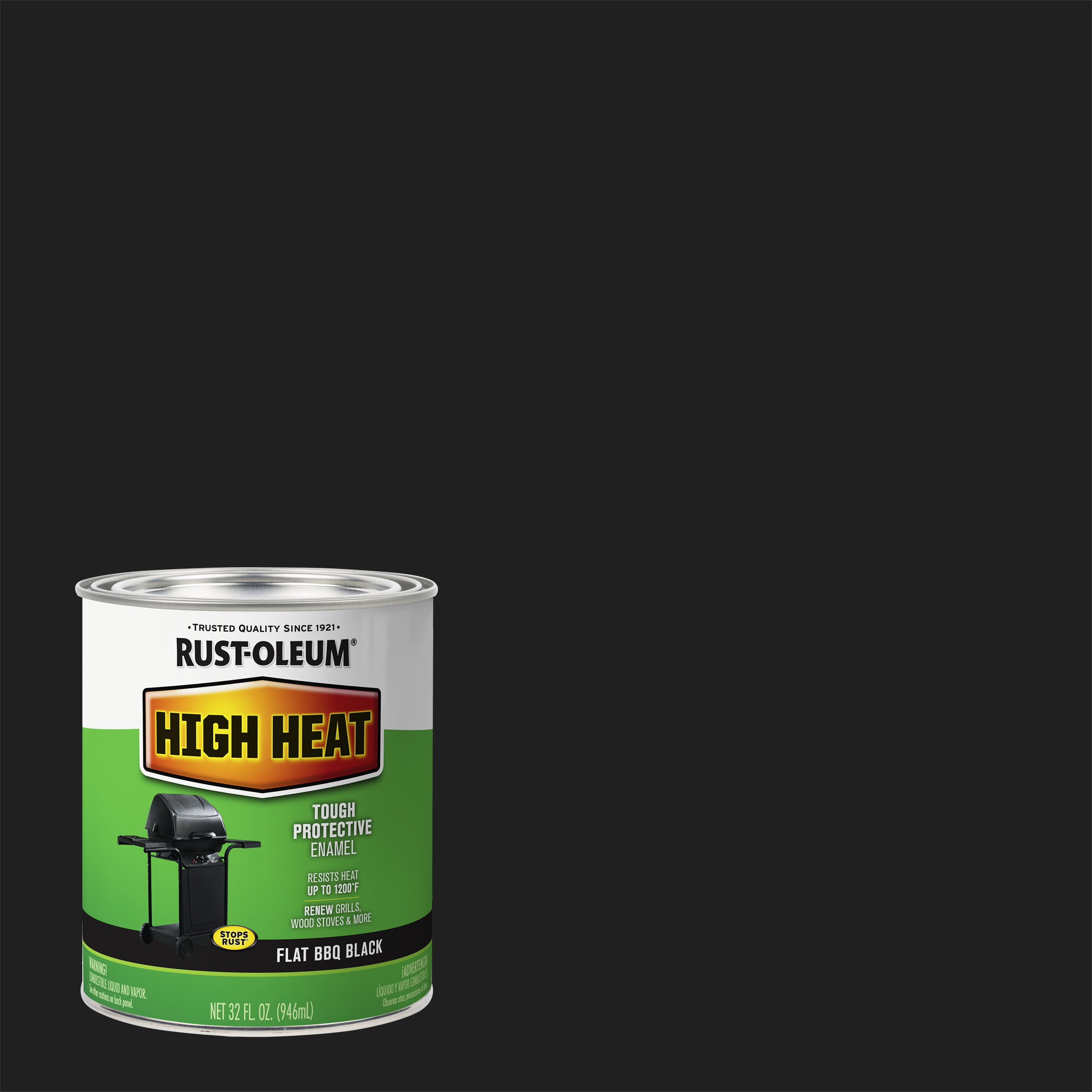 Bar-B-Que Black, Rust-Oleum Specialty Satin High Heat Paint- Quart, 2 ...