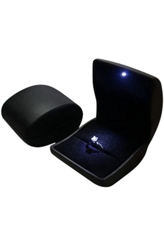 Deluxe Black LED Lighted Proposal Ring Gift Box, Jewelry Gift Case,Led Lighted Jewelry Box
